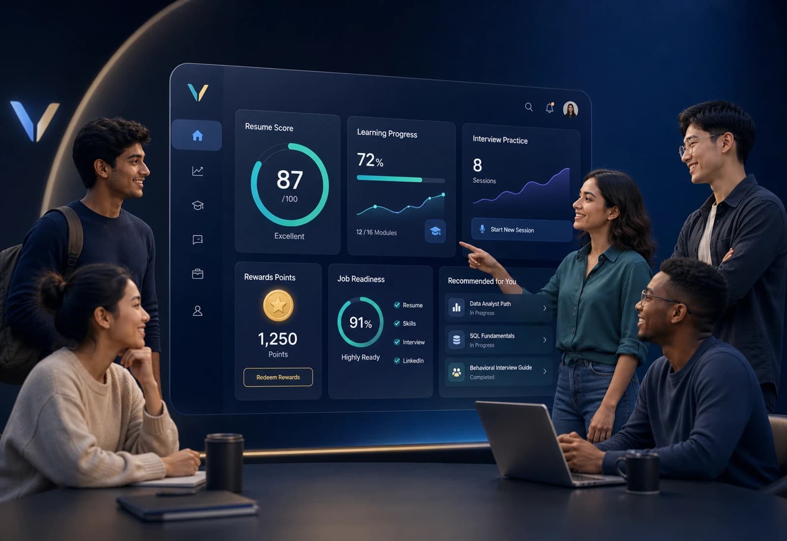 Diverse learners and professionals using the premium VowTools career platform